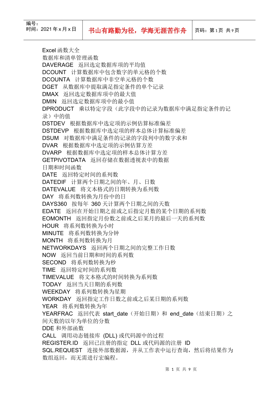 Excel常用函数大全_第1页