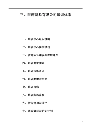 三九医药贸易有限公司培训体系(1)