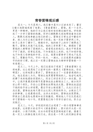 青春雷锋观后感 