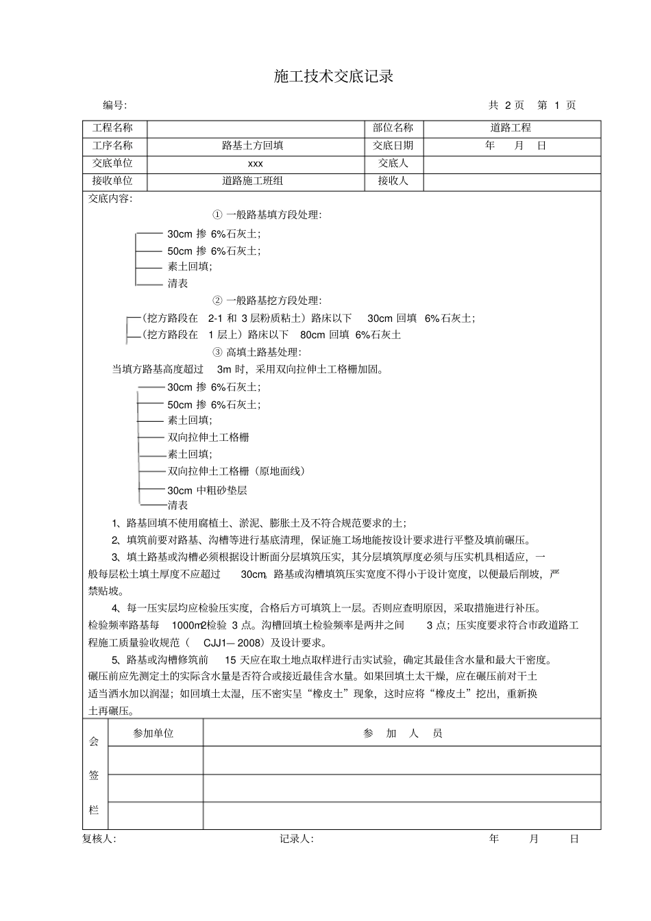 市政道路各施工班组技术交底记录_第2页