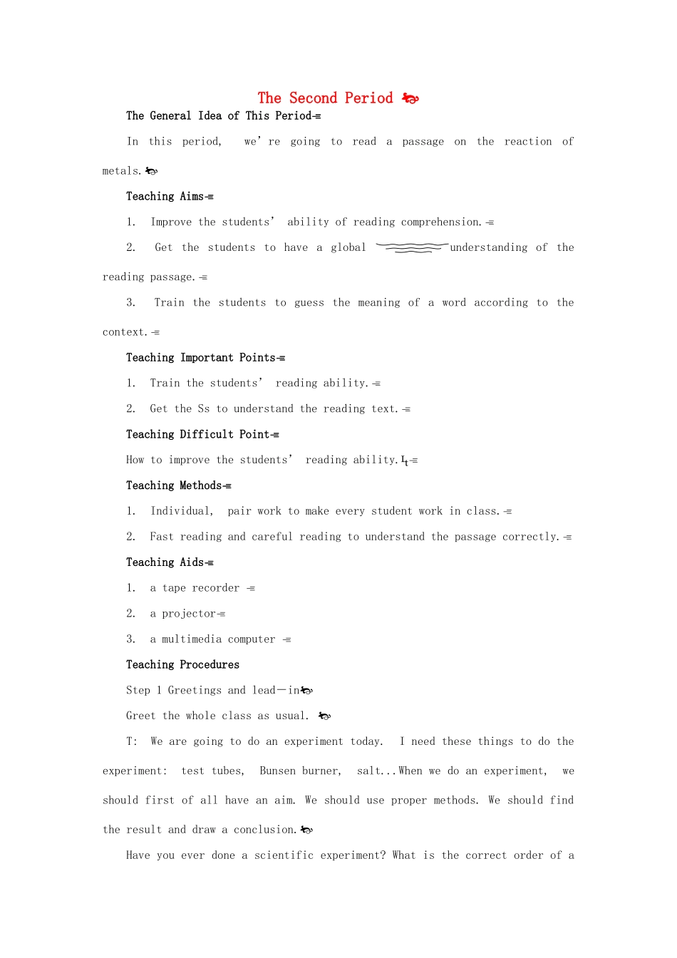 高中英语 Module 5 2nd period教案 外研版必修1_第1页