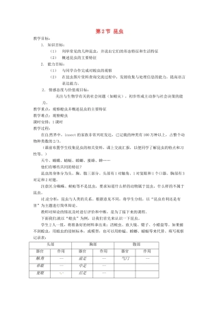 七年级生物下册 11.2《昆虫》教案 苏科版