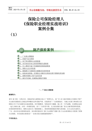 保险经理研修MBA案例教学(1)