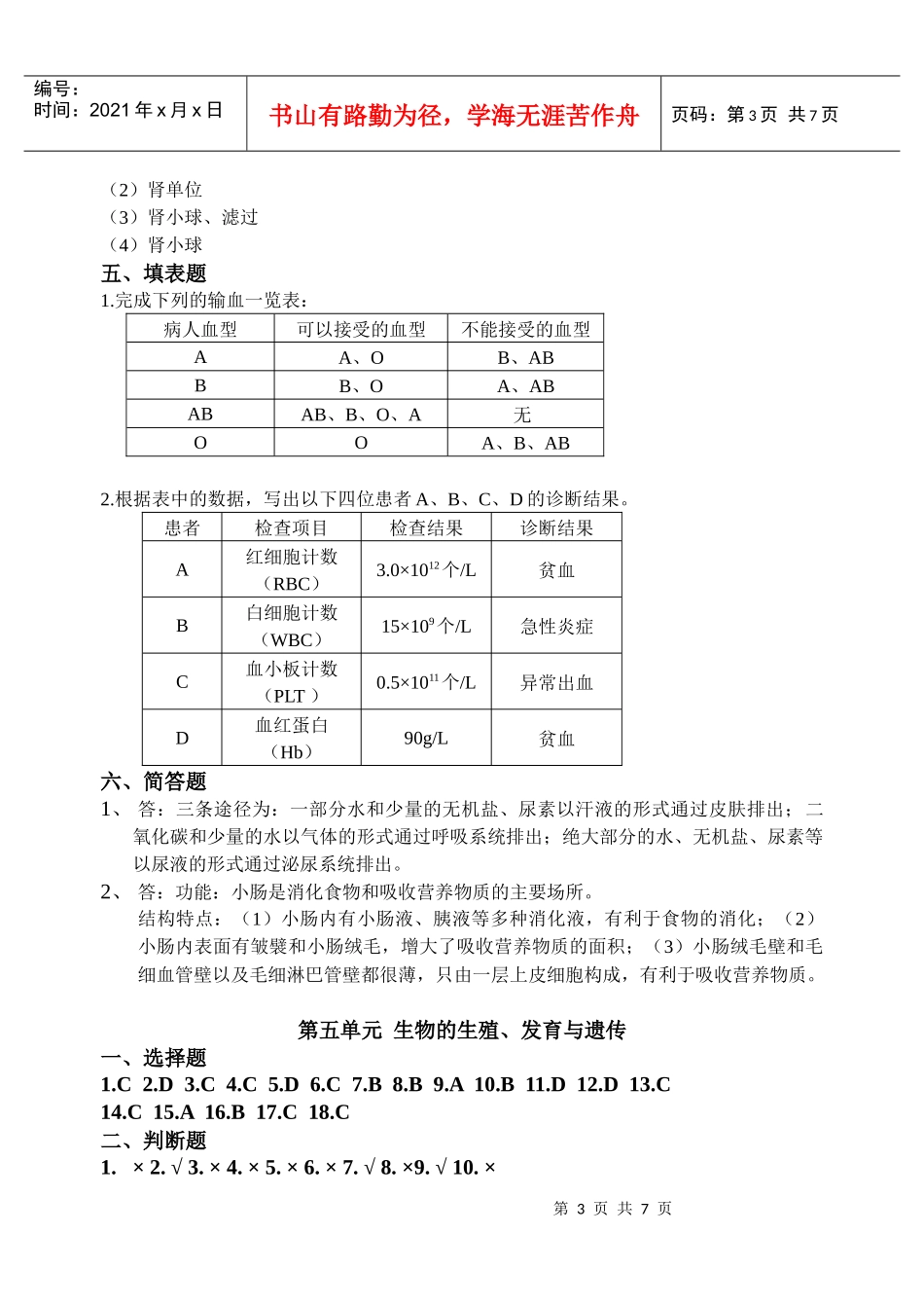 初中生物会考指南参考答案_第3页