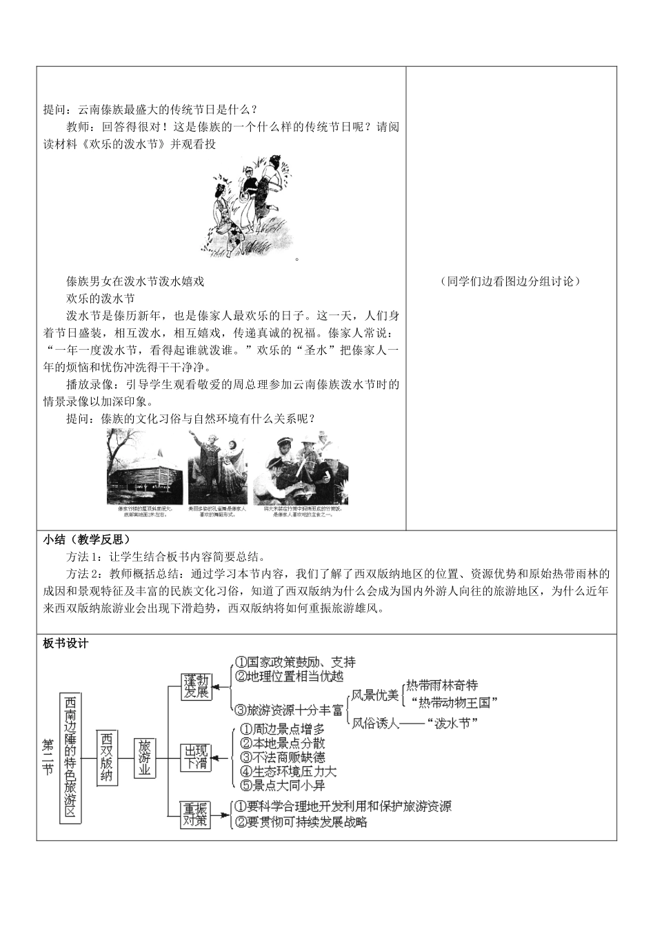 山东省郯城三中八年级地理上册《西南边陲的特色旅游区-西双版纳》教案1 新人教版_第3页