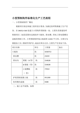 小型预制构件生产工艺流程