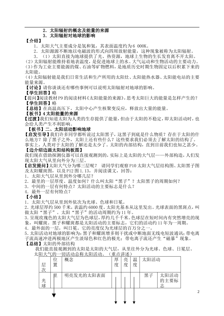 北京市大兴区第三中学高中地理《1.2 太阳对地球的影响》教案 新人教版必修1_第2页