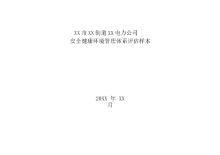 XX市XX街道XX电力公司安健环管理体系评估样本
