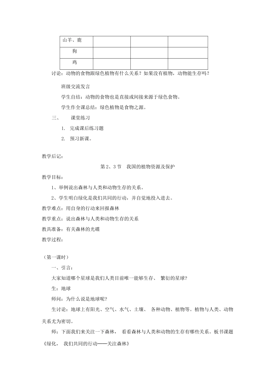 七年级生物上册 第7章《绿色植物与生物圈》教案 北师大版_第2页