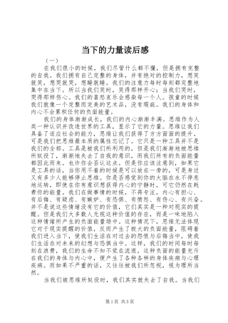 当下的力量读后感 