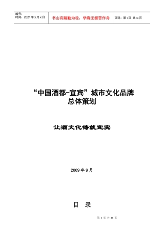 中国酒都宜宾城市文化品牌总体策划