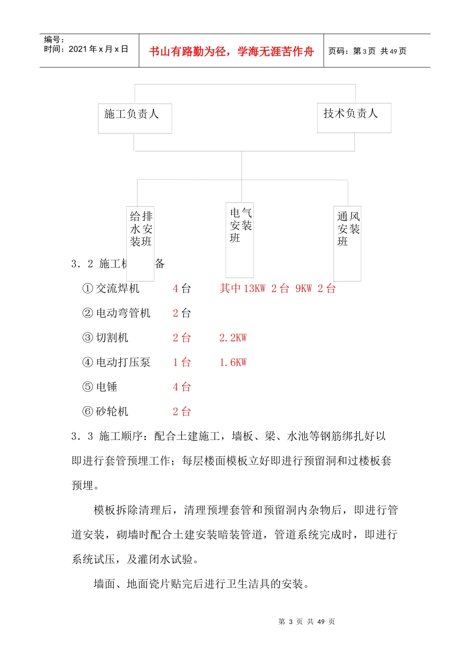 东方国贸电气及给排水安装工程施工方案_第3页