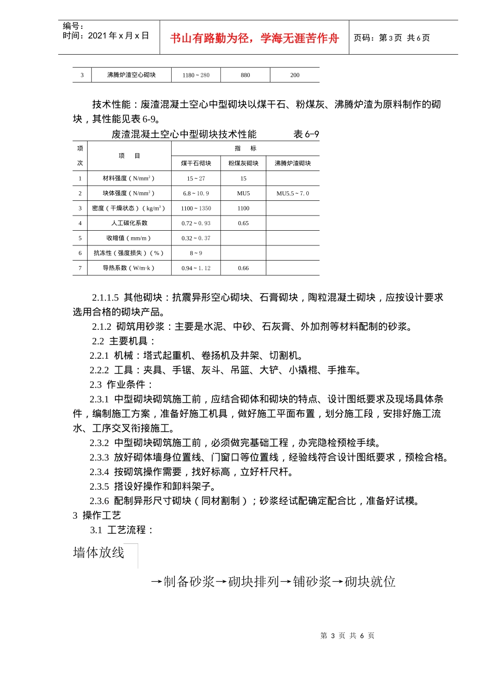 中型砌块砌筑工程施工工艺标准_第3页