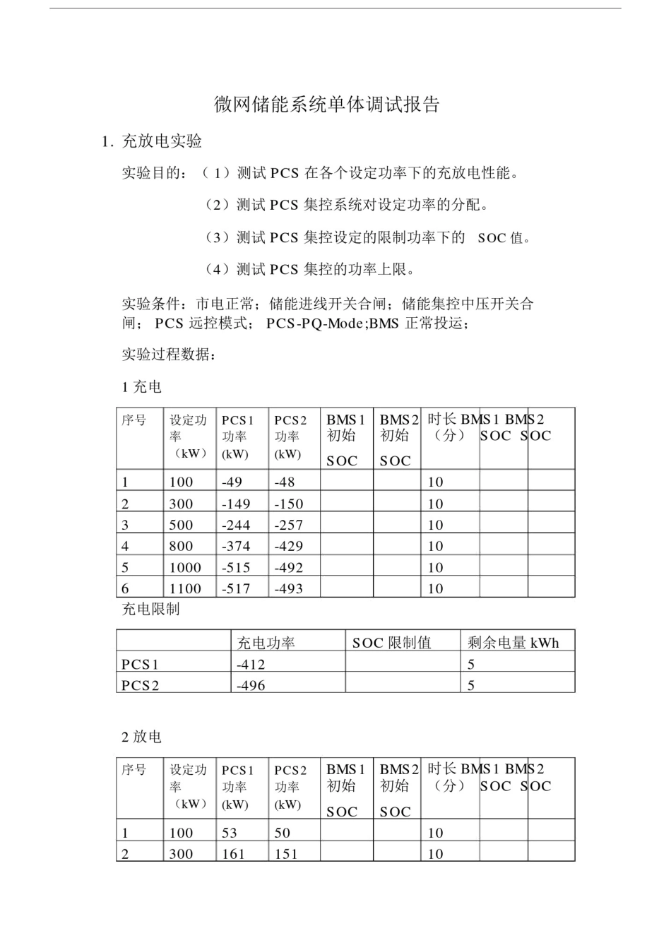 储能系统单体调试试验报告.docx_第1页