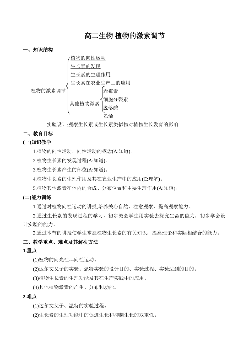 高二生物 植物的激素调节2_第1页