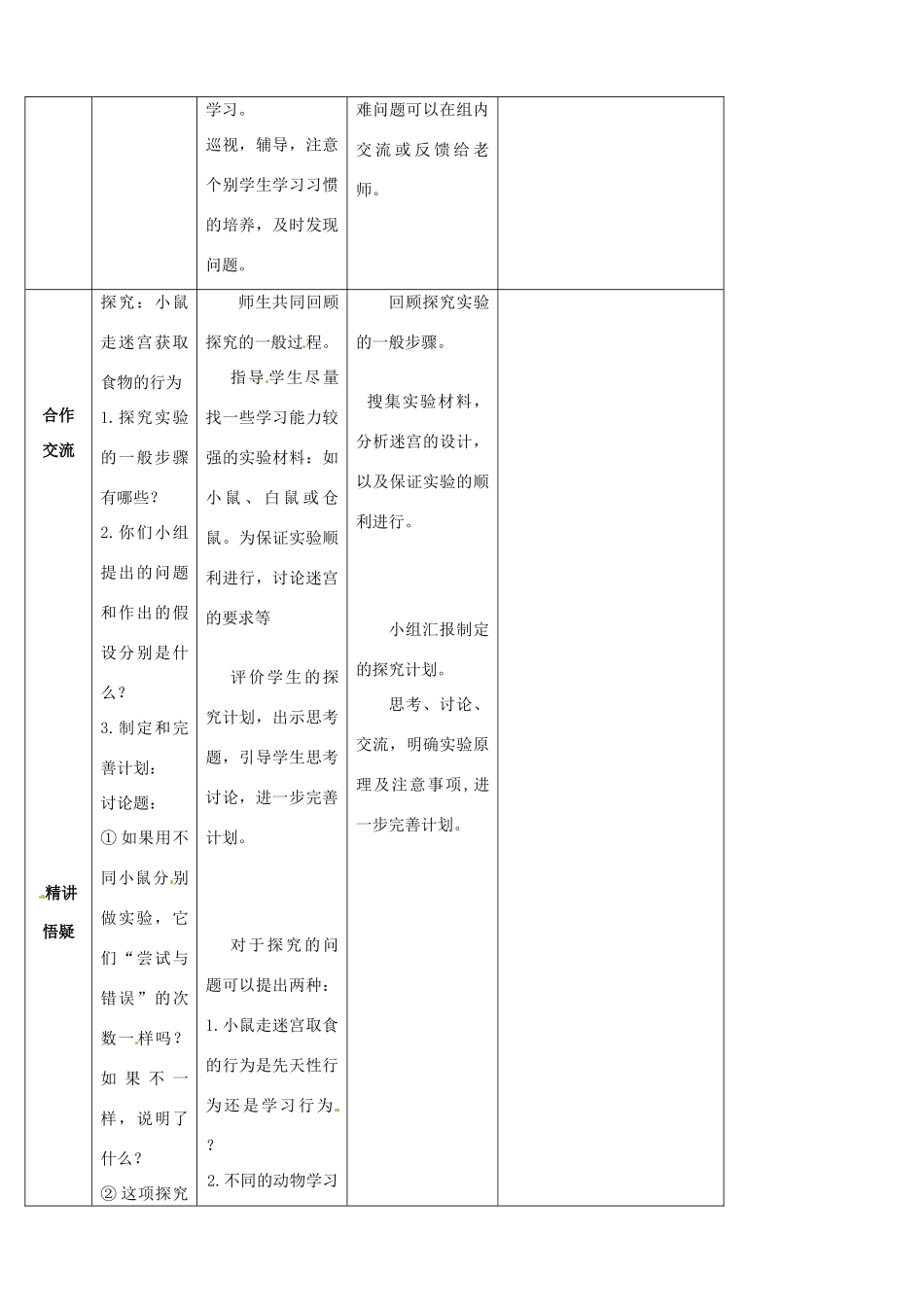 山东省宁阳县第二十五中学八年级生物上册《第五单元 第二章 第二节 先天性行为和学习行为（第二课时）》教案 （新版）新人教版_第2页
