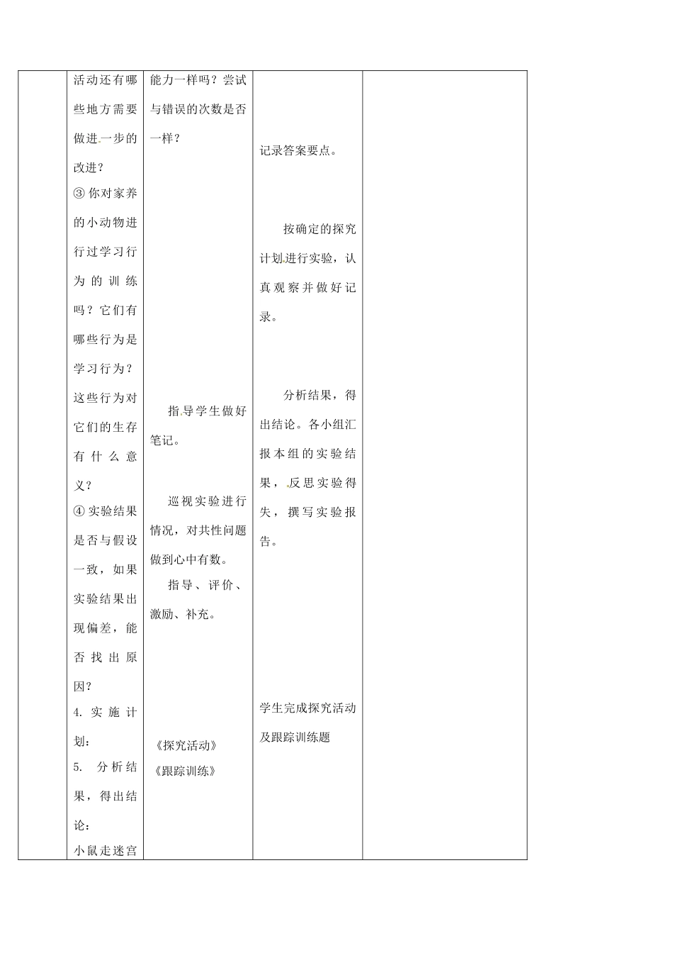 山东省宁阳县第二十五中学八年级生物上册《第五单元 第二章 第二节 先天性行为和学习行为（第二课时）》教案 （新版）新人教版_第3页