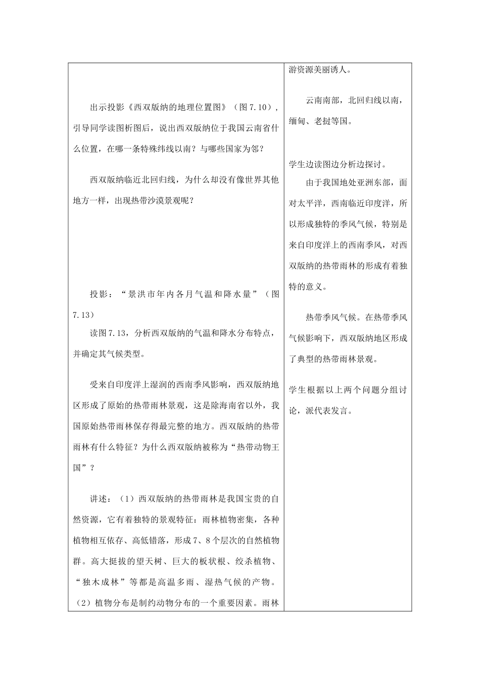 山东省郯城三中八年级地理上册《西南边陲的特色旅游区-西双版纳》教案2 新人教版_第2页