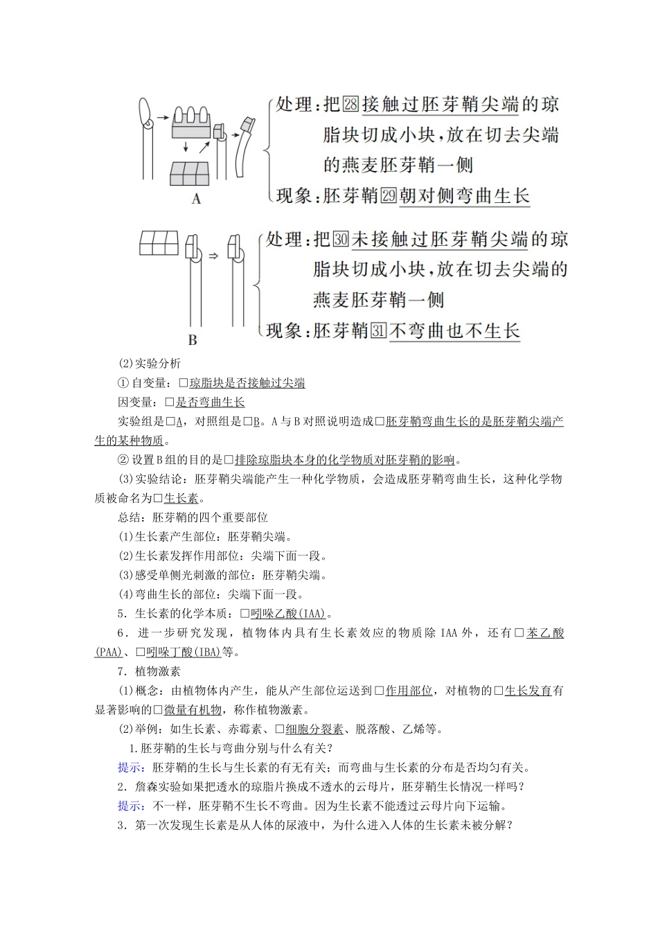 高中生物 第3章 植物的激素调节 第1节 植物生长素的发现教案 新人教版必修3-新人教版高二必修3生物教案_第3页