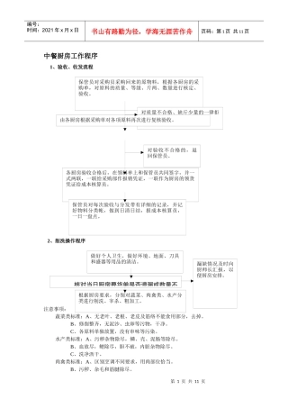 中餐厨房工作程序