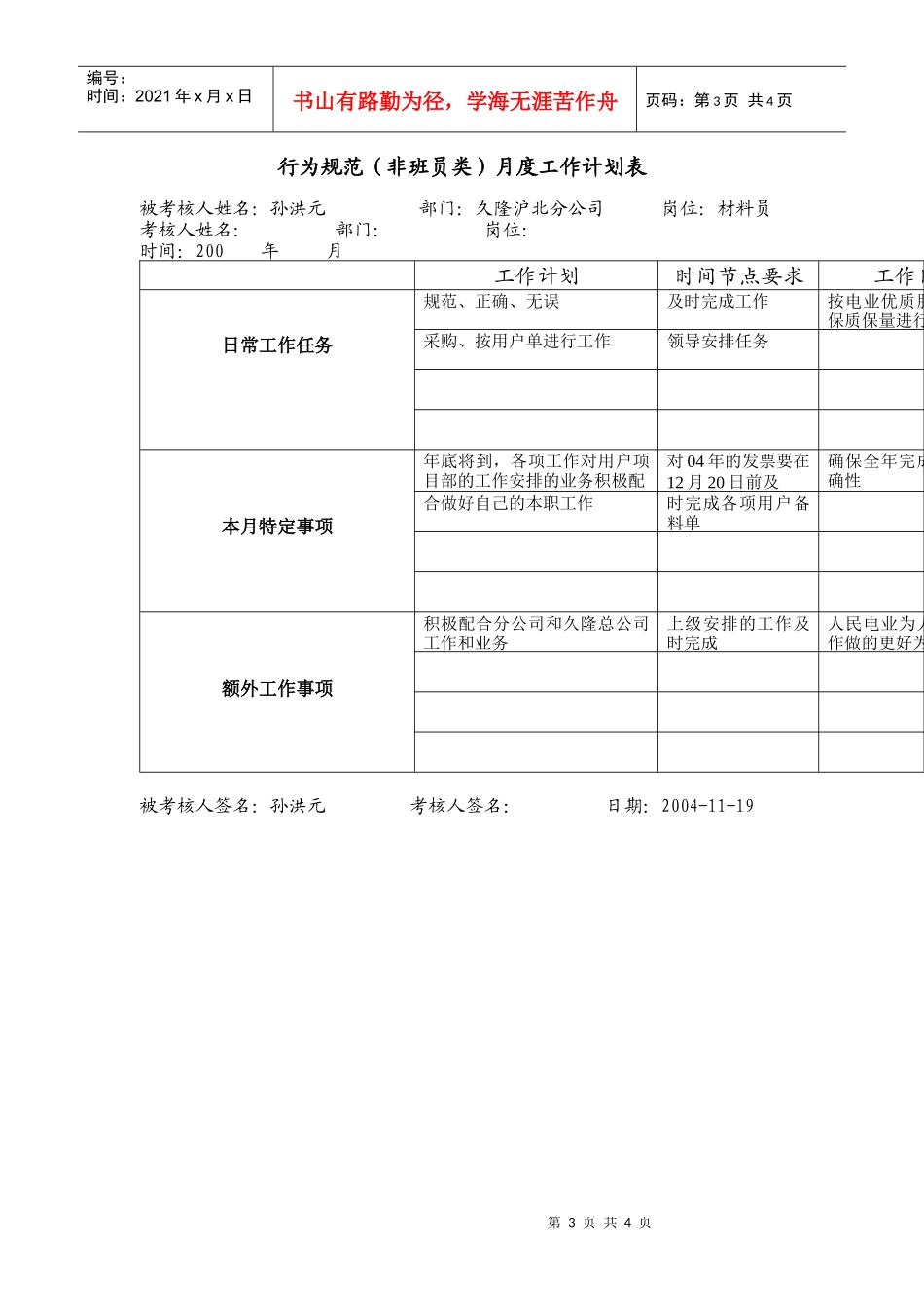 上海市电力公司市区供电公司材料员行为规范考评表_第3页