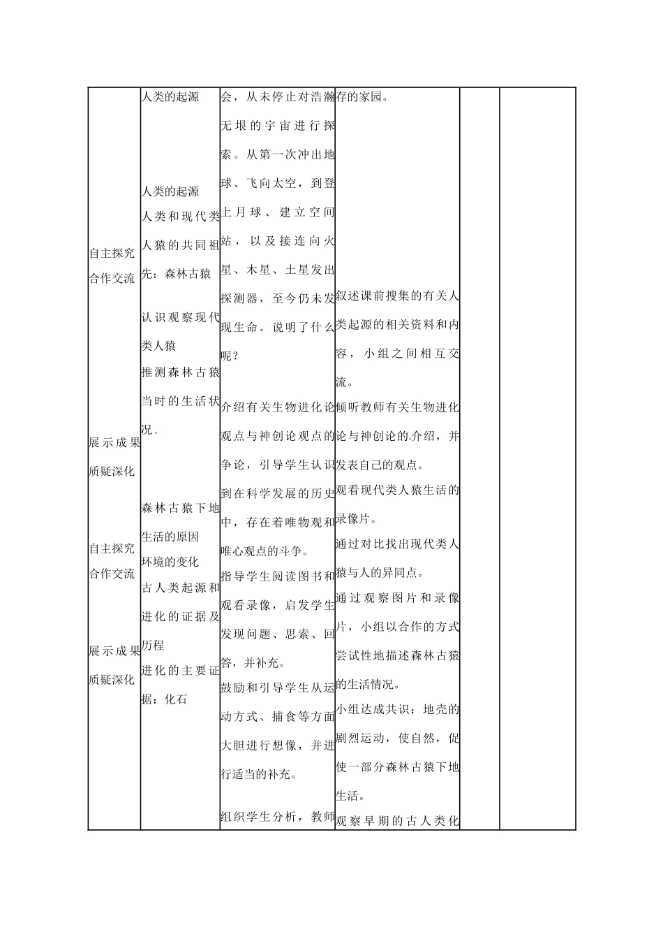 山东省临沭县第三初级中学七年级生物下册 人类的起源和发展教案 新人教版_第2页