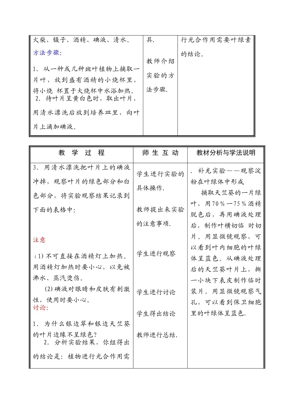 七年级生物上册 第五章第一节光合作用（四）教案 北师大版_第2页