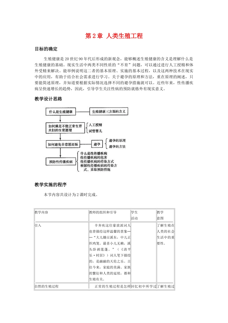 高中生物： 32 人类生殖工程（教案）中图版选修2_第1页