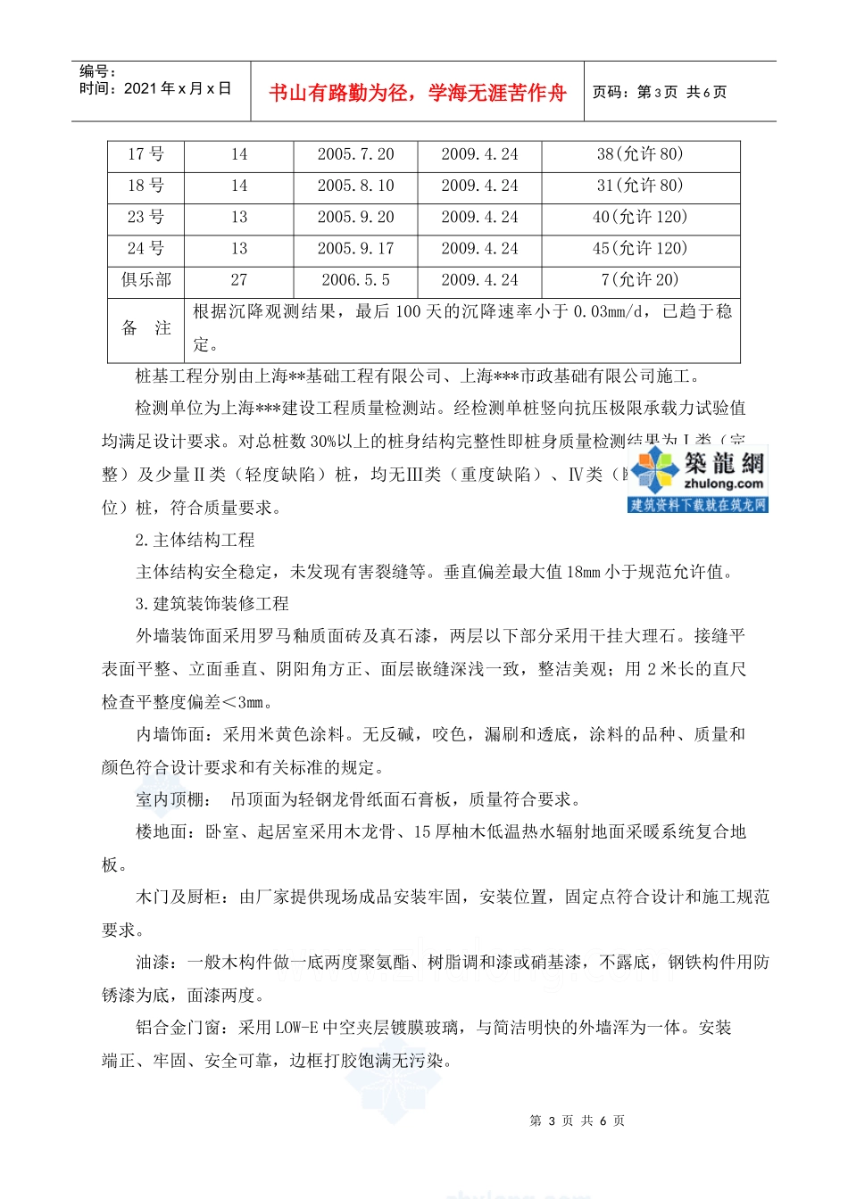 上海某高层住宅小区工程施工质量总结_secret_第3页