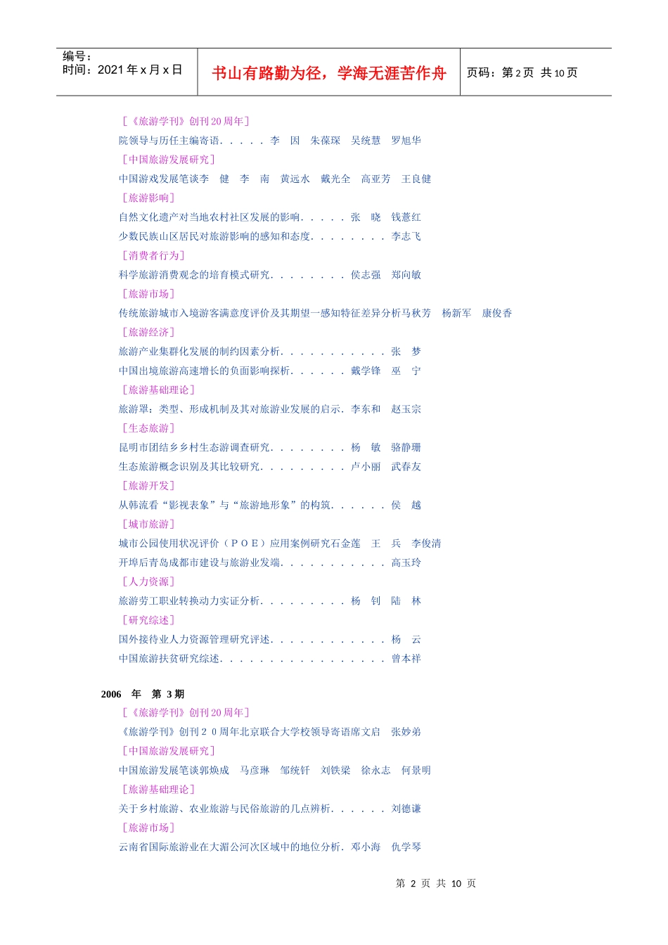 《旅游学刊》目录_第2页