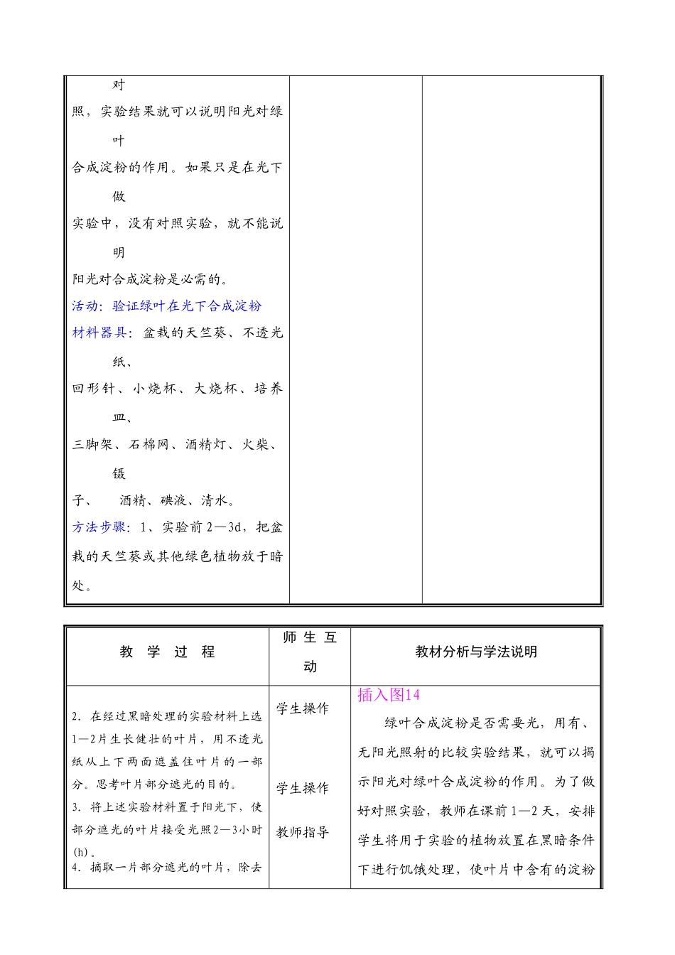 七年级生物上册 第五章第一节光合作用（二）教案 北师大版_第2页