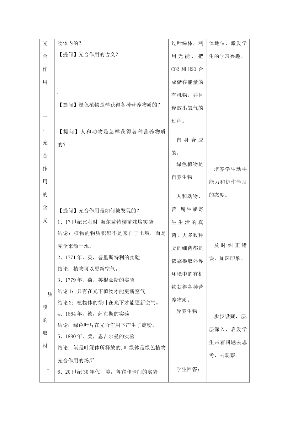 高中生物： 35 光合作用（教案）浙科版必修1_第2页