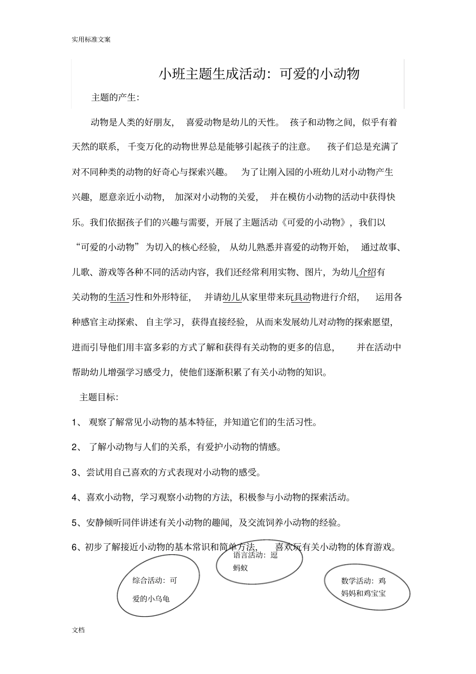 小班主题生成精彩活动：可爱地小动物_第1页