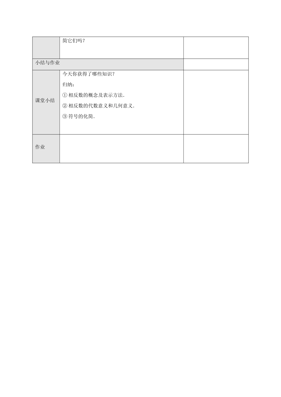 七年级数学上册 第一章 有理数 1.2 有理数 1.2.3 相反数教学设计2 （新版）新人教版-（新版）新人教版初中七年级上册数学教案_第3页