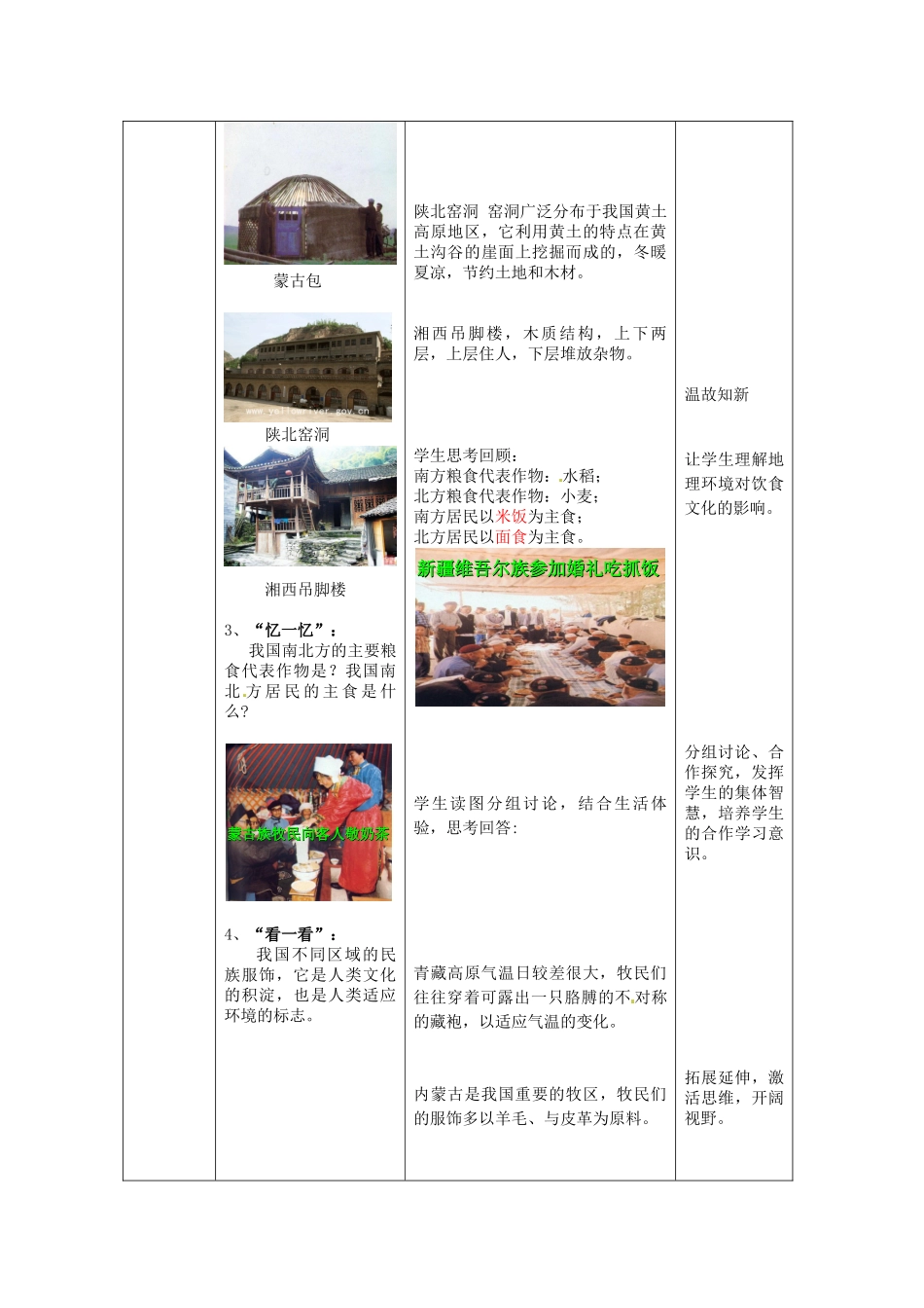 山东省枣庄市峄城区吴林街道中学八年级地理上册 4-7 丰富多彩的文化教案 商务星球版_第3页