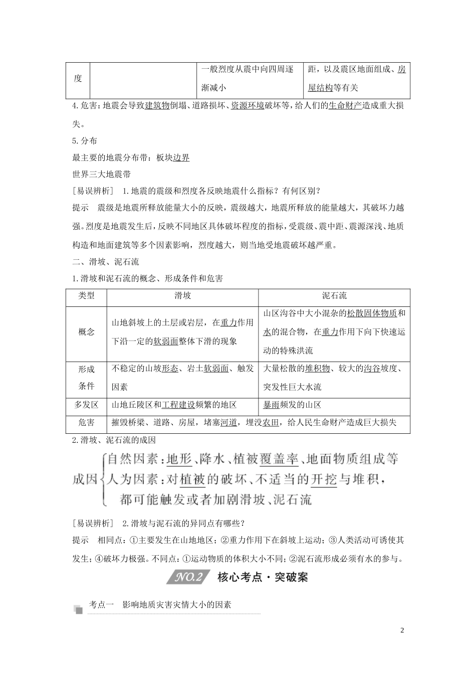 （四川专用）高考地理一轮复习 第六单元 自然灾害 第19讲 地质灾害教案（含解析）新人教版-新人教版高三全册地理教案_第2页