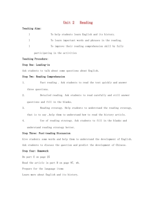 高中英语 Unit2language-reading教案 牛津译林版必修3
