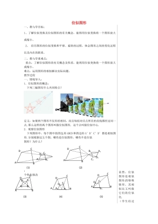 山东省肥城市湖屯镇初级中学八年级数学《2.3位似图形》教学案