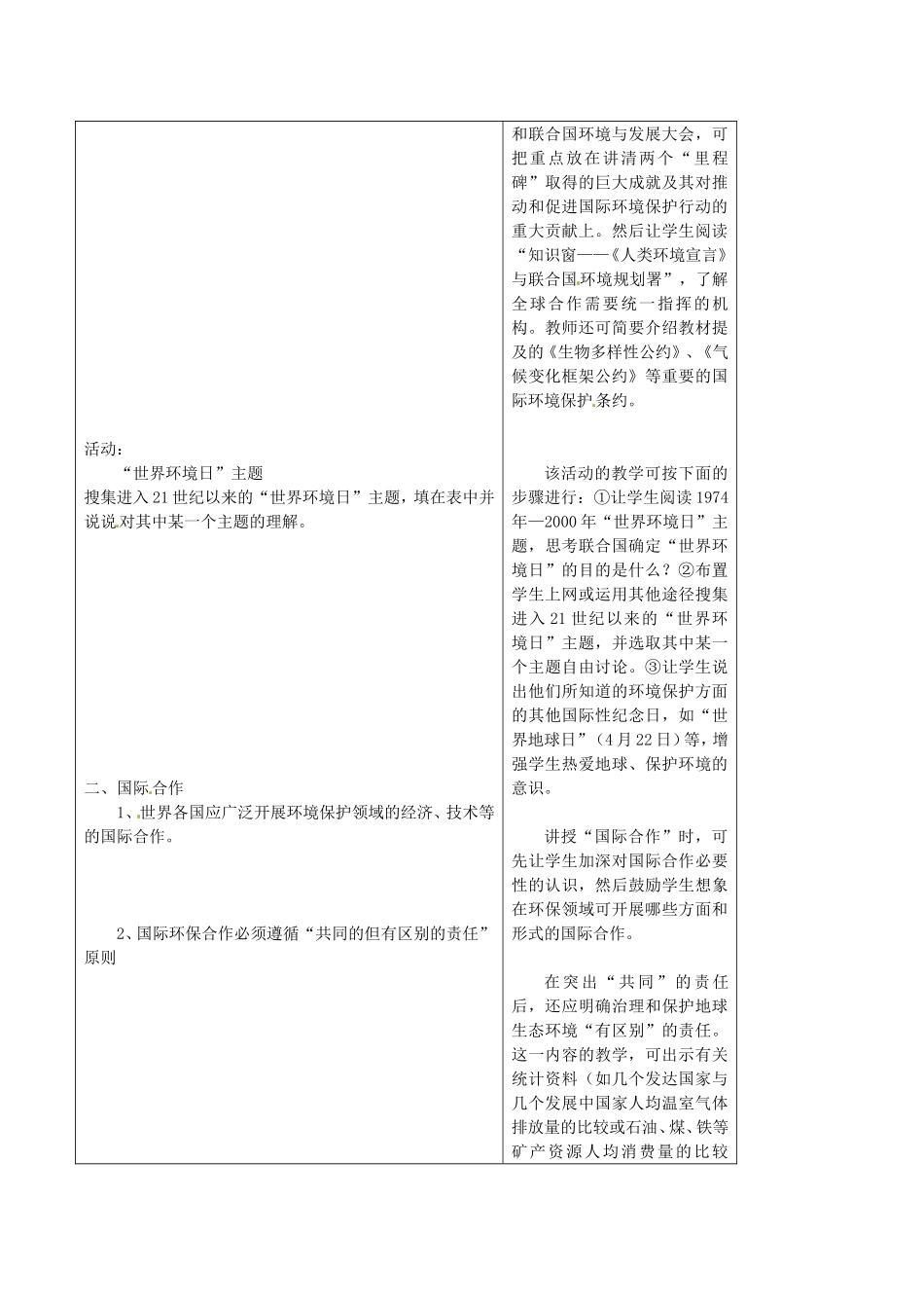 高中地理：42《国际行动》教案鲁教版选修6_第2页