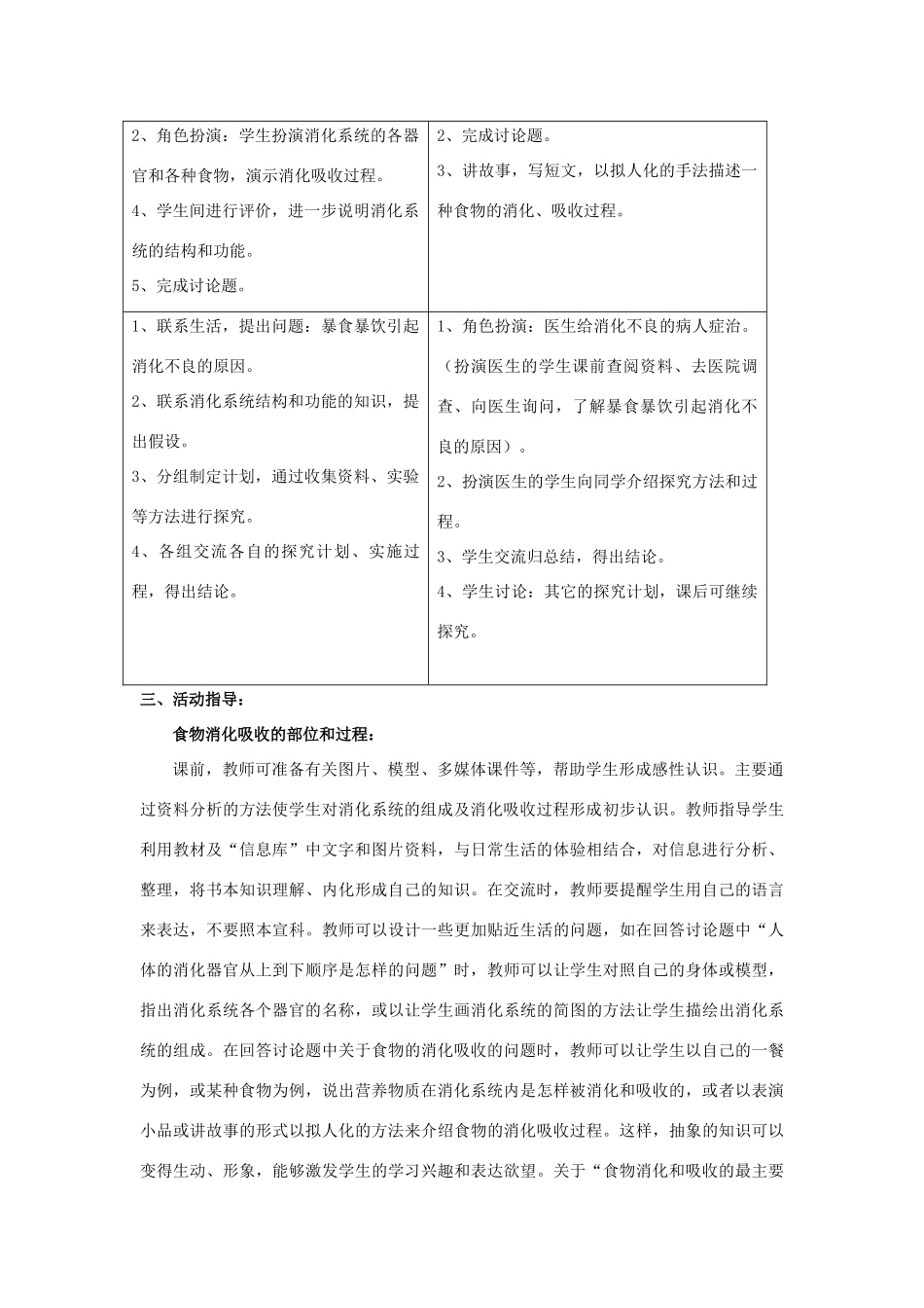 七年级生物上册 3.5.4《人体对食物的消化和吸收》（第2课时）教案 （新版）苏科版-（新版）苏科版初中七年级上册生物教案_第2页