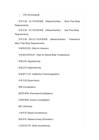 128个护理诊断及措施