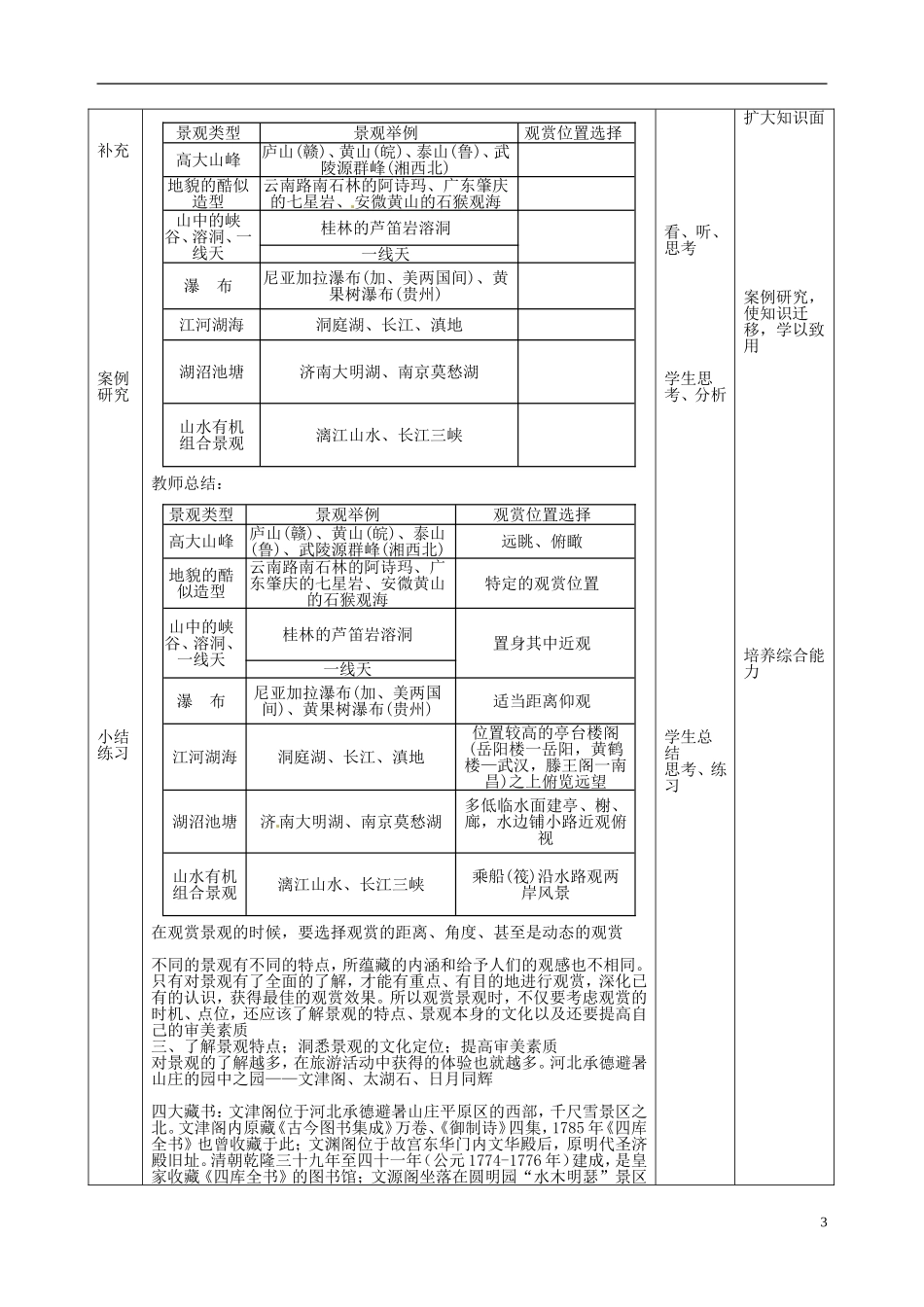 北京市房山区房山中学高中地理 第二章第一节《旅游景观的观赏》教案 中图版选修3_第3页