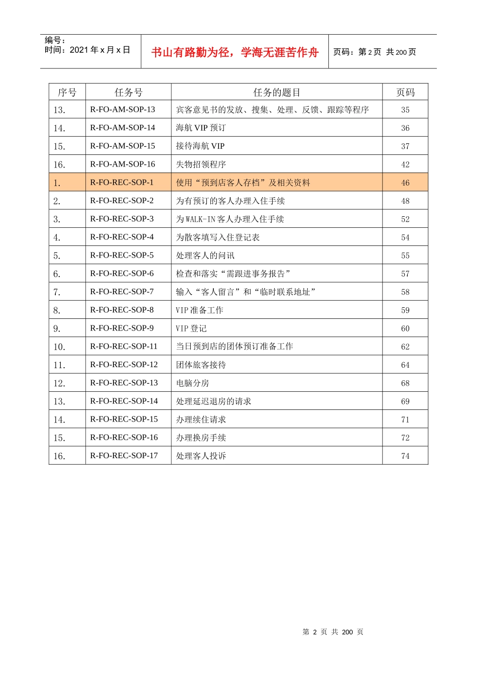 五星级酒店前台标准操作程序(修订)_第2页