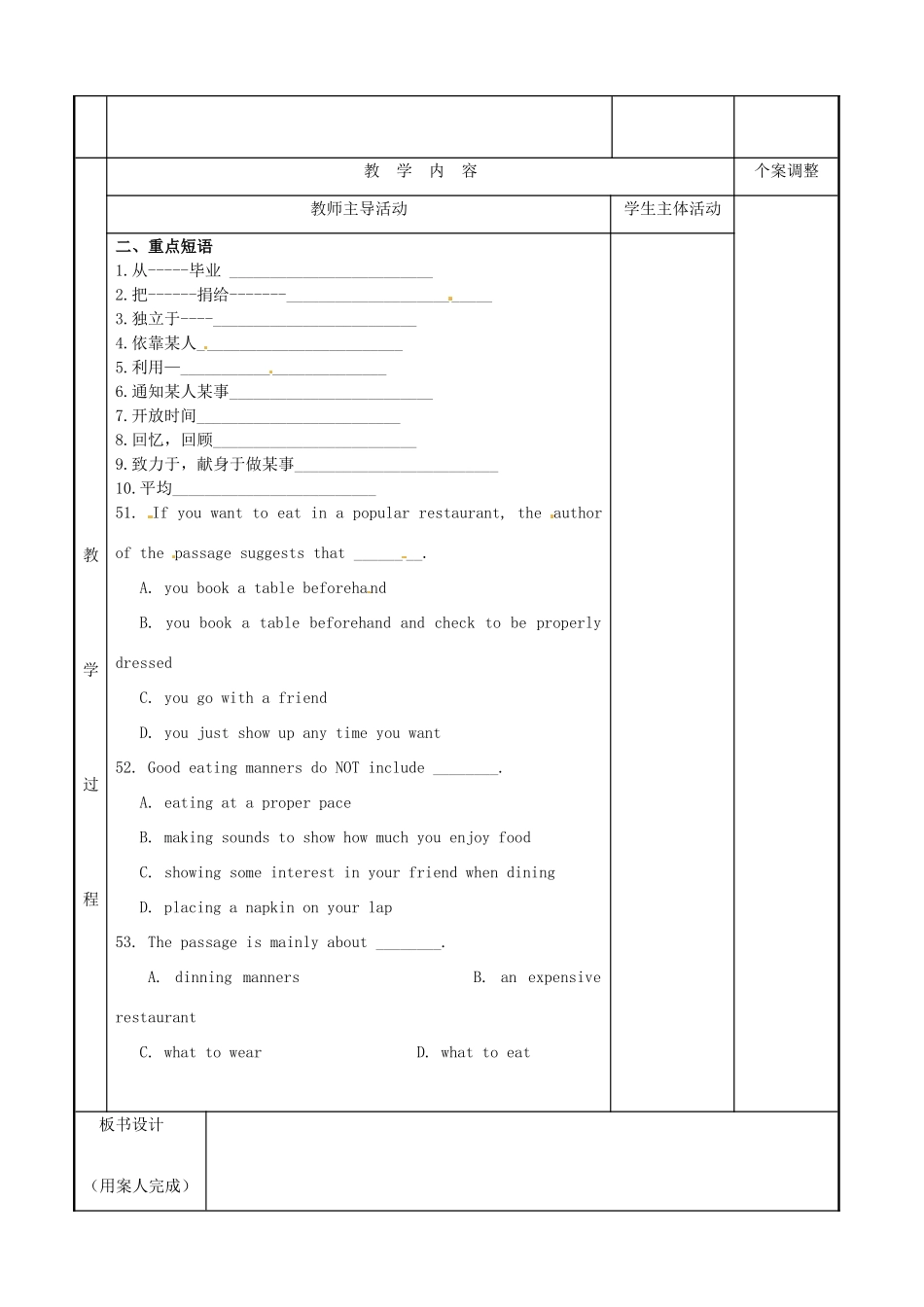 高中英语 Module 1 Unit 2 Growing pains Practise the language points教案 牛津泽林版必修1-人教版高一必修1英语教案_第2页