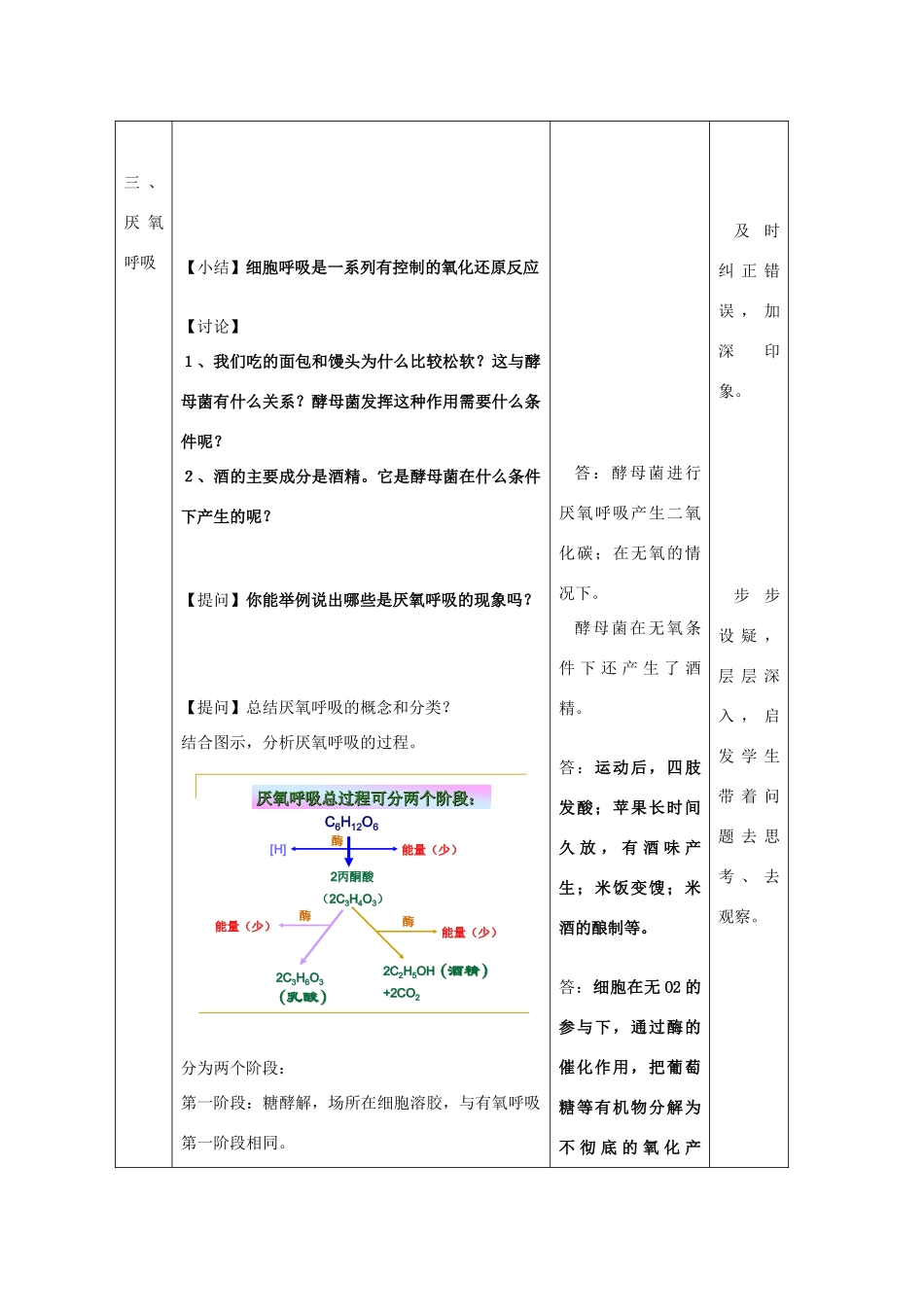 高二生物 《细胞呼吸》教案 浙科版必修1_第3页