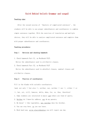高中英语 Unit4 Behind beliefs Grammar and usage教案2 牛津译林版选修9-牛津版高三选修9英语教案