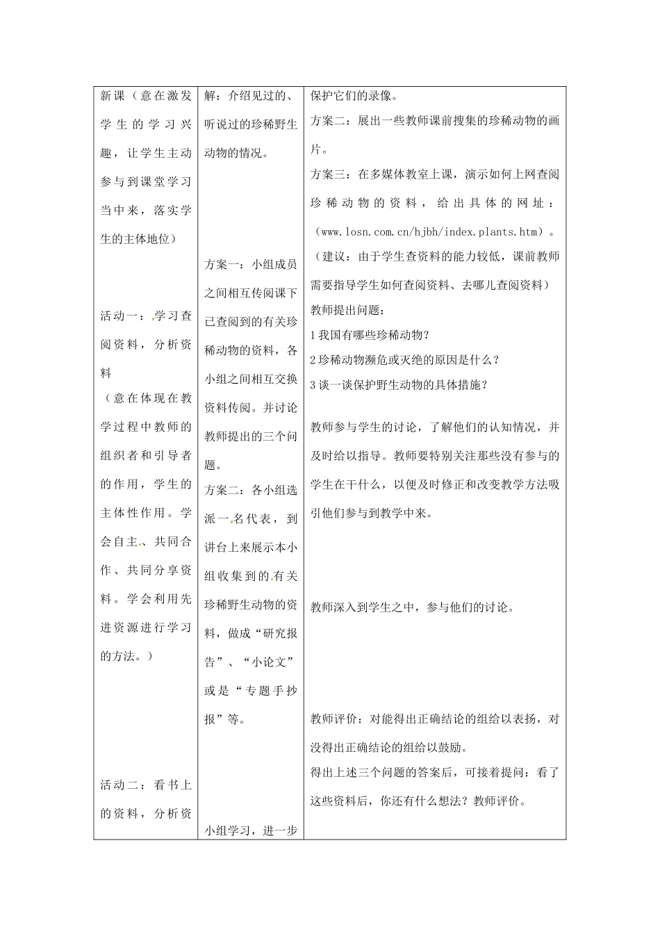 七年级生物上册 第四章 第四节 我国的珍稀动物教案 冀教版_第3页