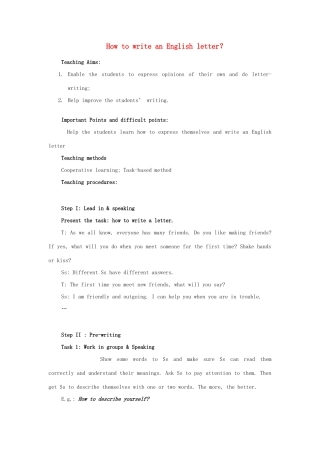 高考英语一轮复习 How to write an English letter教案-人教版高三全册英语教案