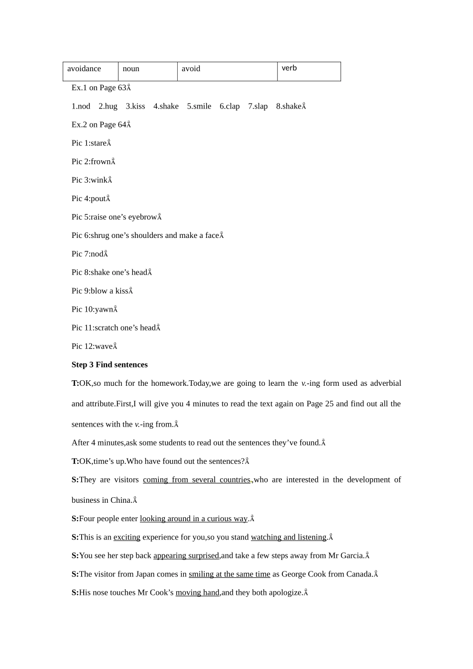 高中英语 Period 2　Learning about Language（Unit 4 Body languange）优秀教案 新人教版必修4_第3页