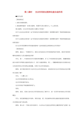 高中生物 能量之源——光与光合作用 第2课示范教案 新人教版